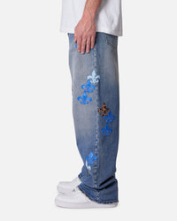 MNML Baggy Fleur Denim Jeans Blue