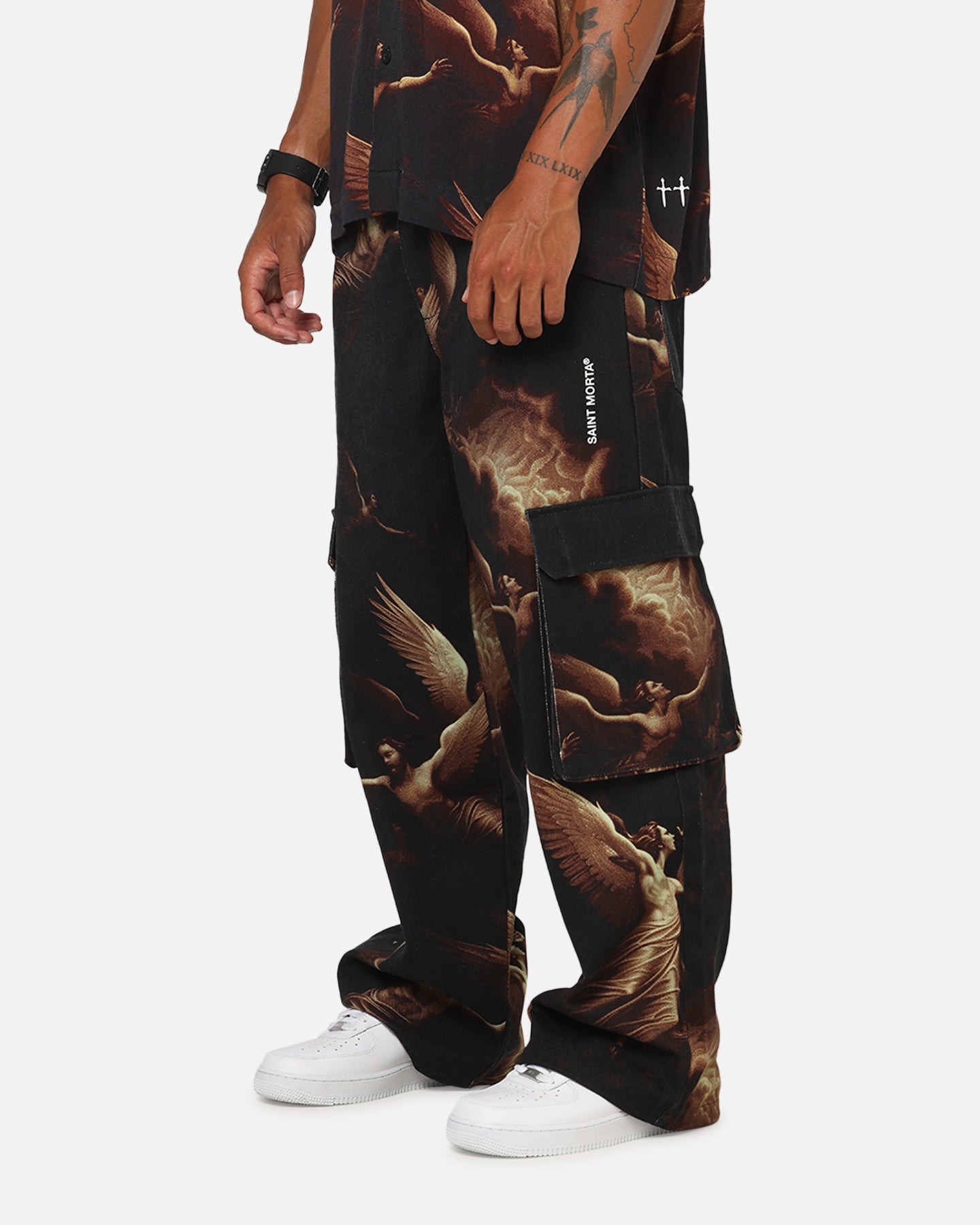 Saint Morta Rapture Cargo Pants Black/Orange | Culture Kings NZ