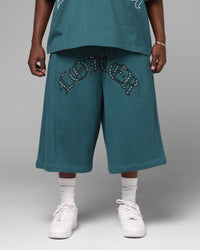 Loiter Destruct Sweat Shorts Teal