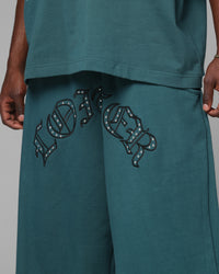 Loiter Destruct Sweat Shorts Teal