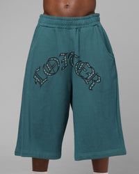 Loiter Destruct Sweat Shorts Teal