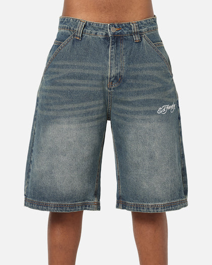 Ed Hardy Brave Hearts Jorts Washed Indigo