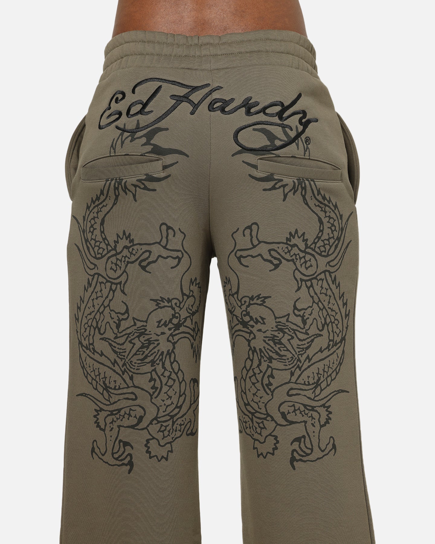 Ed Hardy Dragon Trackpants Washed Olive | Culture Kings NZ
