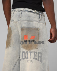 Loiter Layered Western Jeans Blue Wash