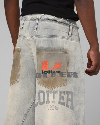 Loiter Layered Western Jeans Blue Wash