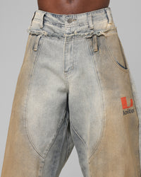 Loiter Layered Western Jeans Blue Wash