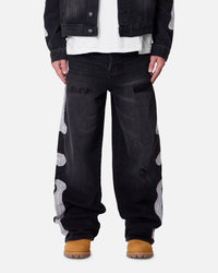 MNML Skeleton Baggy Denim Jeans Washed Black