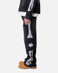 MNML Skeleton Baggy Denim Jeans Washed Black