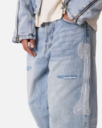MNML Skeleton Baggy Denim Jeans Washed Blue
