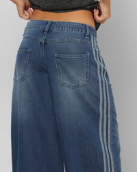 Adidas Women's Denim Wide Pants Indigo Denim