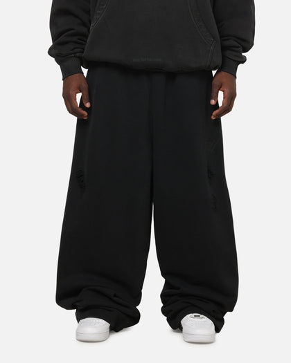 Saint Morta Distressed Baggy Sweatpants Black Wash