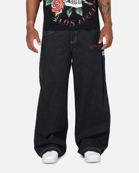 Ed Hardy Dragon Ultra Wide Leg Jeans Indigo Denim