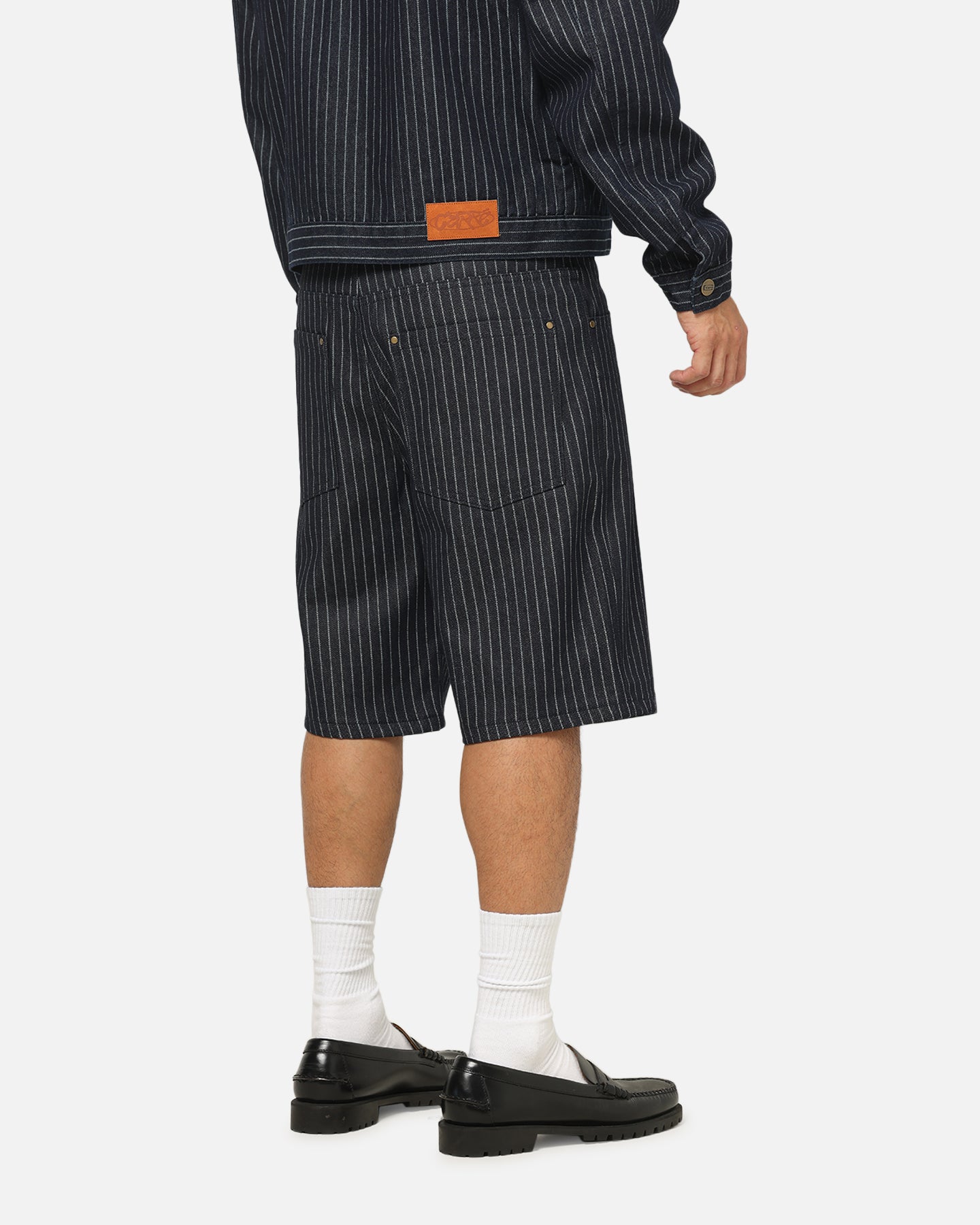 Carre Solace Baggy Jorts Navy Pinstripe | Culture Kings NZ