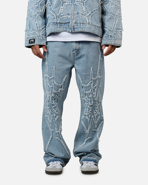 Revenge Spider Web Denim Pants Blue