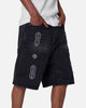 MNML Double Western Jewel Denim Shorts Washed Black