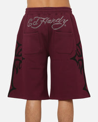 Ed Hardy Trinity Baggy Sweat Shorts Plum