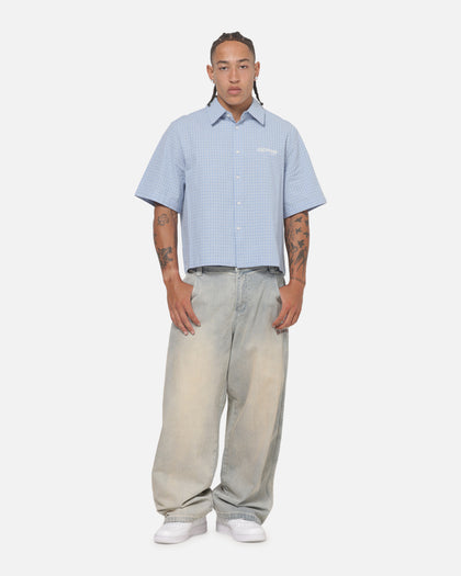 Ed Hardy Vandal Button Up Shirt Blue Check