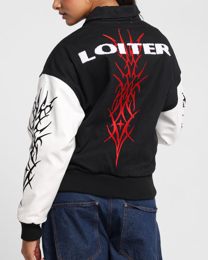 Loiter Cyber Varsity Jacket Black/White