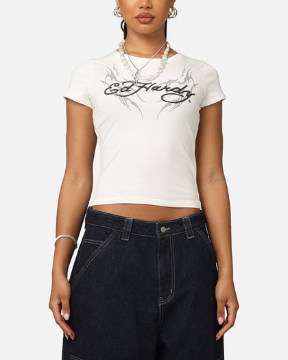 Ed Hardy Women's Tribal Baby T-Shirt White