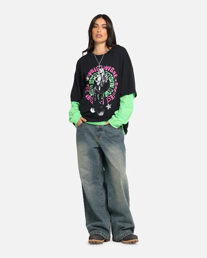 Avril Lavigne Avril Layered Long Sleeve T-Shirt Black Wash