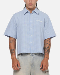 Ed Hardy Vandal Button Up Shirt Blue Check