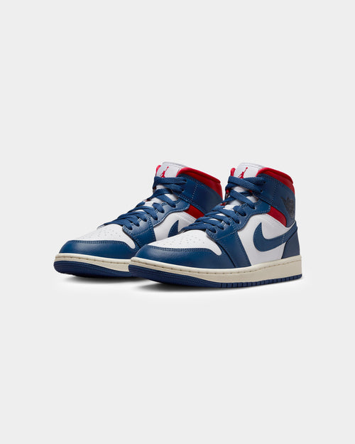 Jordan Women's Air Jordan 1 Mid "Blue/Red" White/French Blue