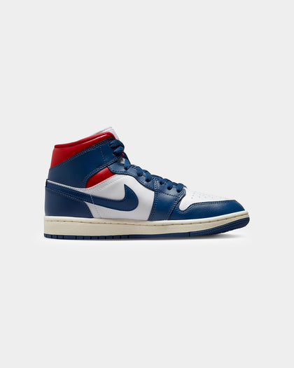 Jordan Women's Air Jordan 1 Mid "Blue/Red" White/French Blue