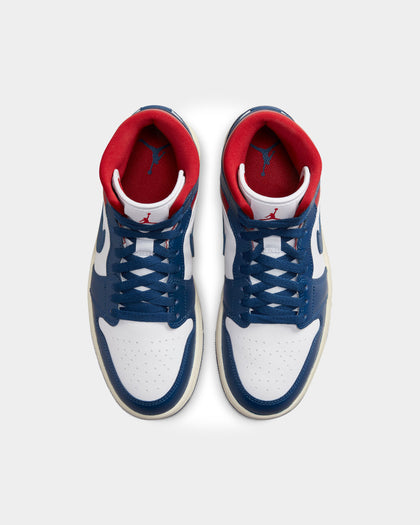 Jordan Women's Air Jordan 1 Mid "Blue/Red" White/French Blue