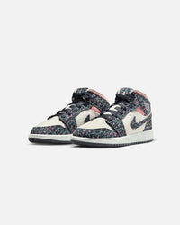 Jordan Kids' Air Jordan 1 Mid SE "Floral" (GS) Anthracite