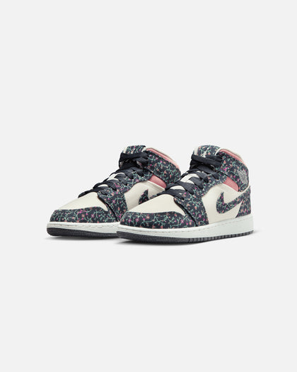 Jordan Kids' Air Jordan 1 Mid SE "Floral" (GS) Anthracite