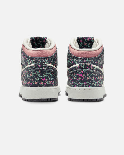 Jordan Kids' Air Jordan 1 Mid SE "Floral" (GS) Anthracite