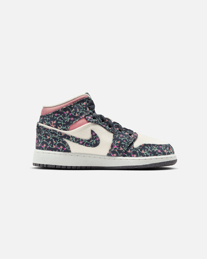 Jordan Kids' Air Jordan 1 Mid SE "Floral" (GS) Anthracite