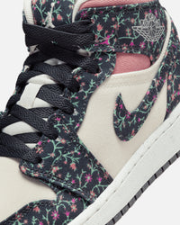 Jordan Kids' Air Jordan 1 Mid SE "Floral" (GS) Anthracite