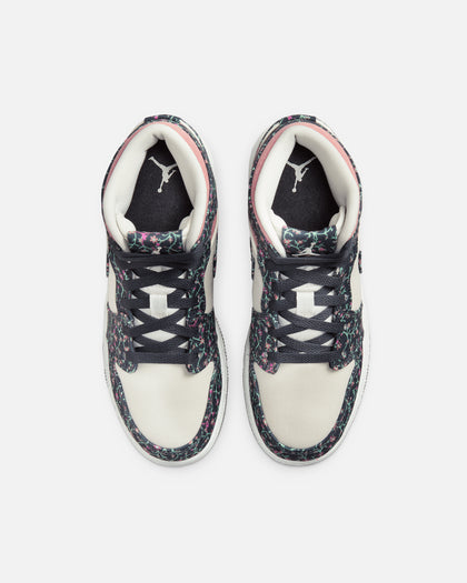 Jordan Kids' Air Jordan 1 Mid SE "Floral" (GS) Anthracite