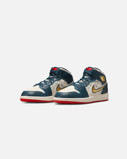 Jordan Kids' Air Jordan 1 Mid SE "Take Flight" (GS) Armoury Navy/Metallic Gold