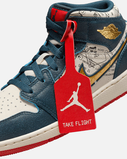 Jordan Kids' Air Jordan 1 Mid SE "Take Flight" (GS) Armoury Navy/Metallic Gold