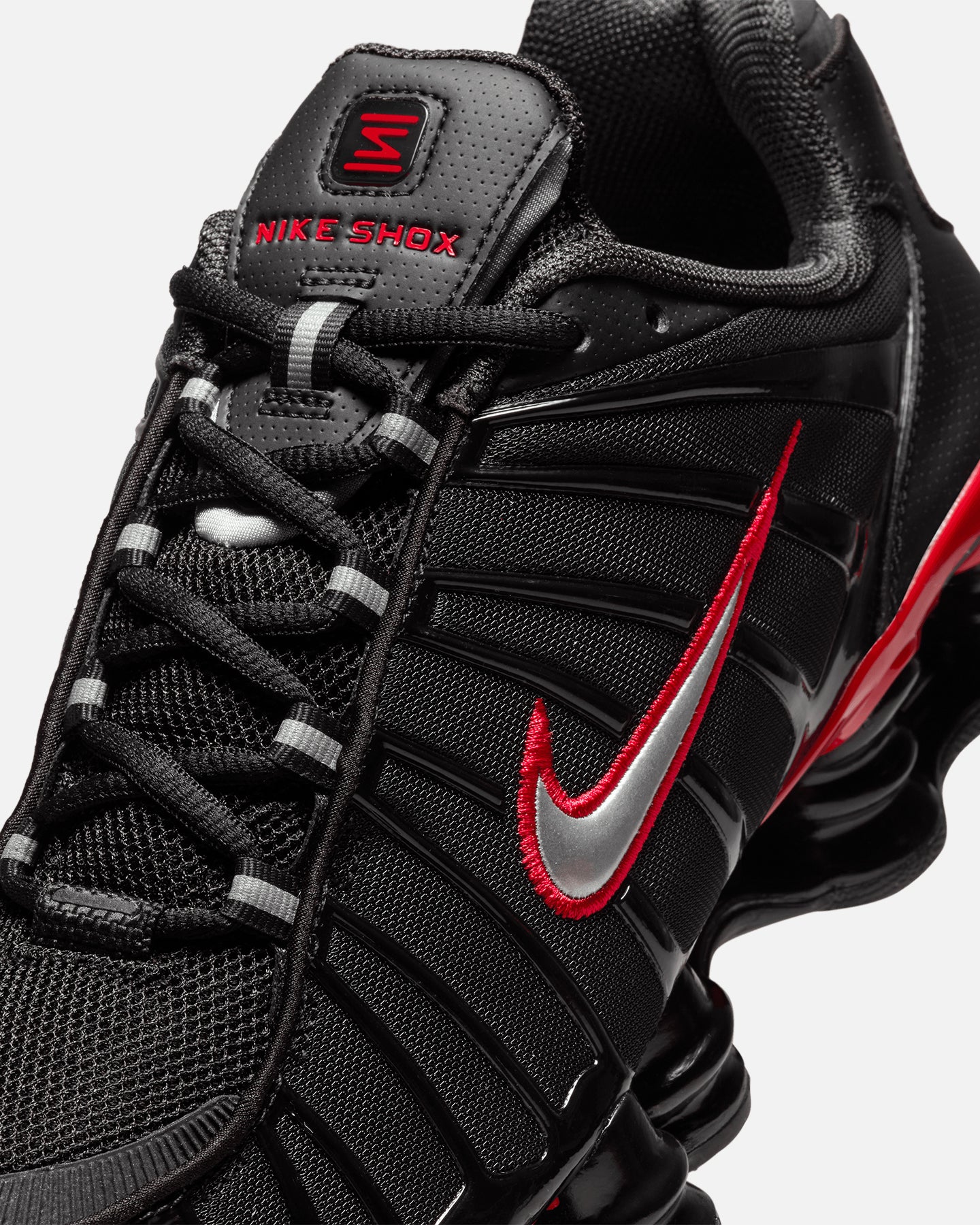 mens nike shox red and black