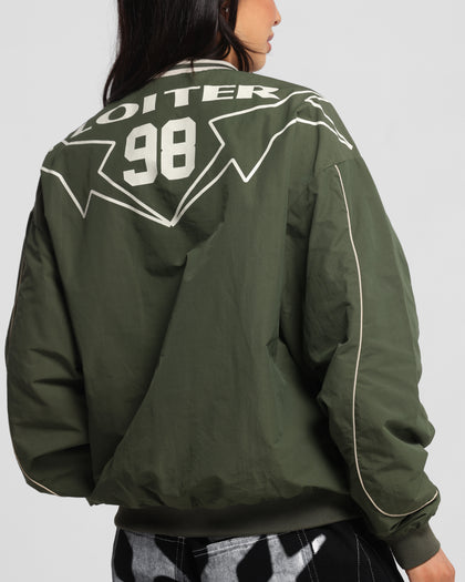 Loiter Racer Nylon Jersey Crewneck Dark Green