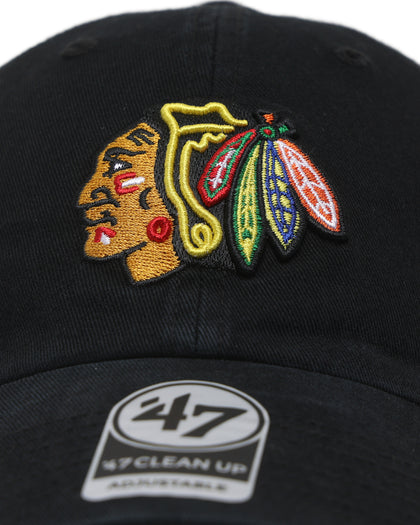 47 Brand Chicago Blackhawks Clean Up Strapback Black