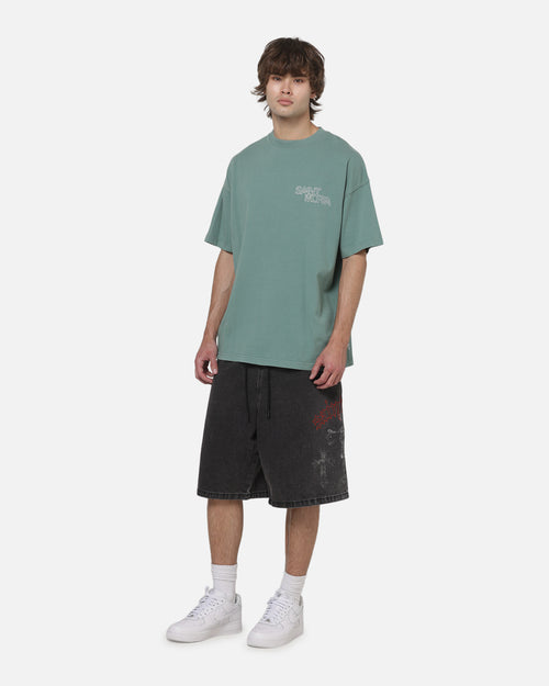 Saint Morta Graves Baggy Walk Shorts Black Shadow