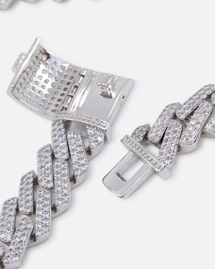 Saint Morta Interlink 20" Necklace Iced White Gold