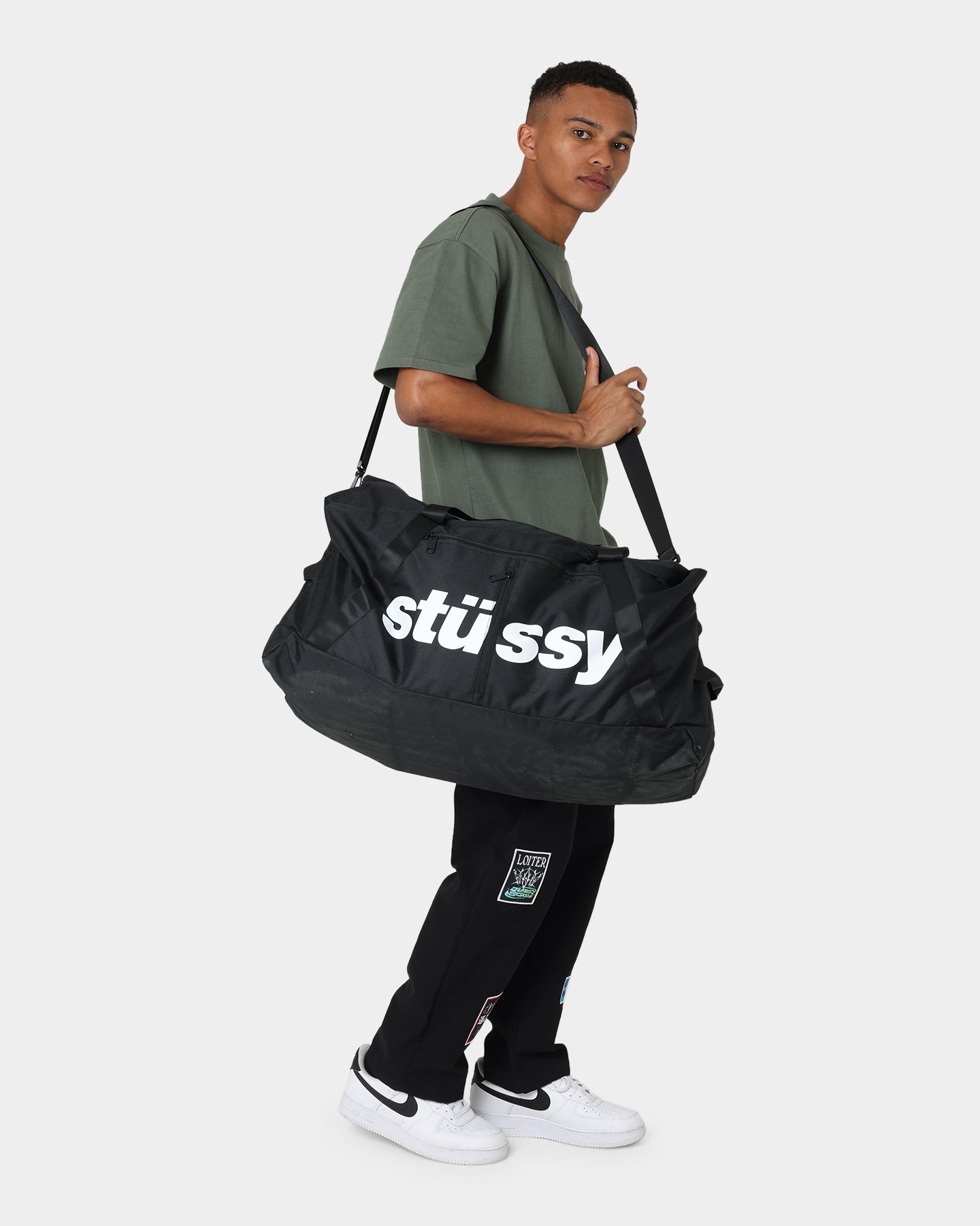 Stussy Italic Duffle Bag Black | Culture Kings NZ