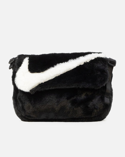 Nike Sportswear Futura 365 Faux Fur Crossbody Bag Black/Black/White
