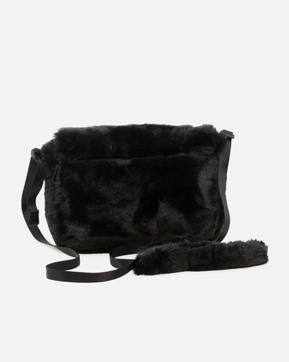 Nike Sportswear Futura 365 Faux Fur Crossbody Bag Black/Black/White