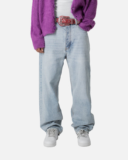 MNML All Over Rhinestone Studded Belt Red