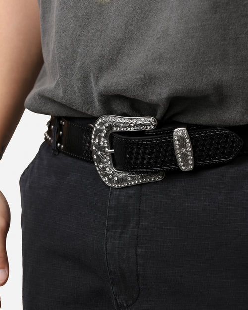 MNML Metal Cross Studded Belt Black