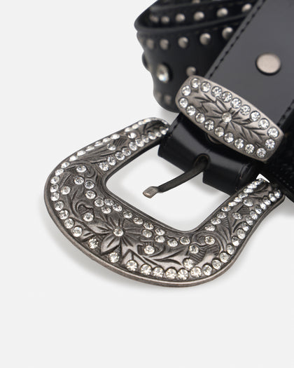 MNML Metal Cross Studded Belt Black