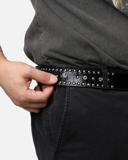MNML Metal Cross Studded Belt Black