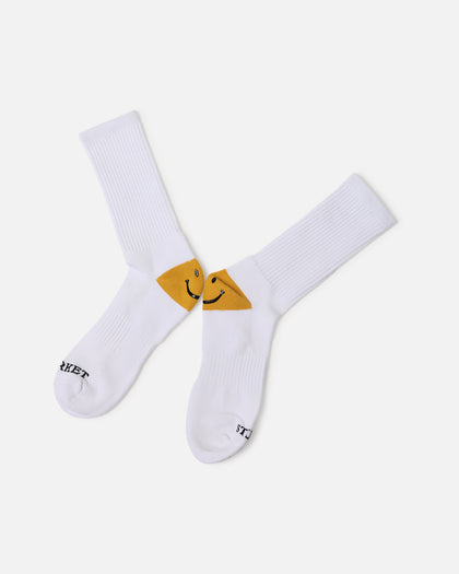Market X Smiley Heel Crew Socks White