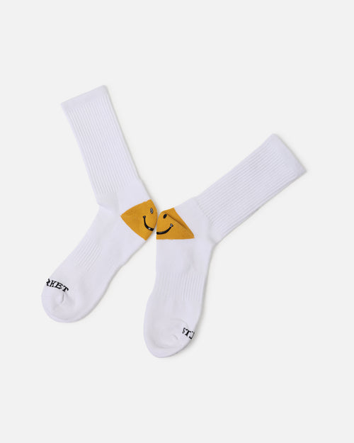 Market X Smiley Heel Crew Socks White
